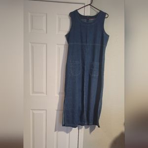 Women's xl sleeveless denim jumper dress